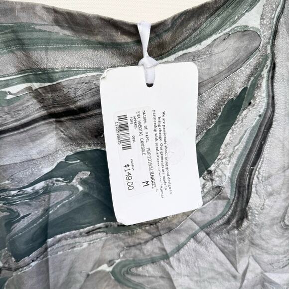 NWT Maison de Papillon Silk Eva Habotai Marble Camisole Top Medium - Picture 9 of 12